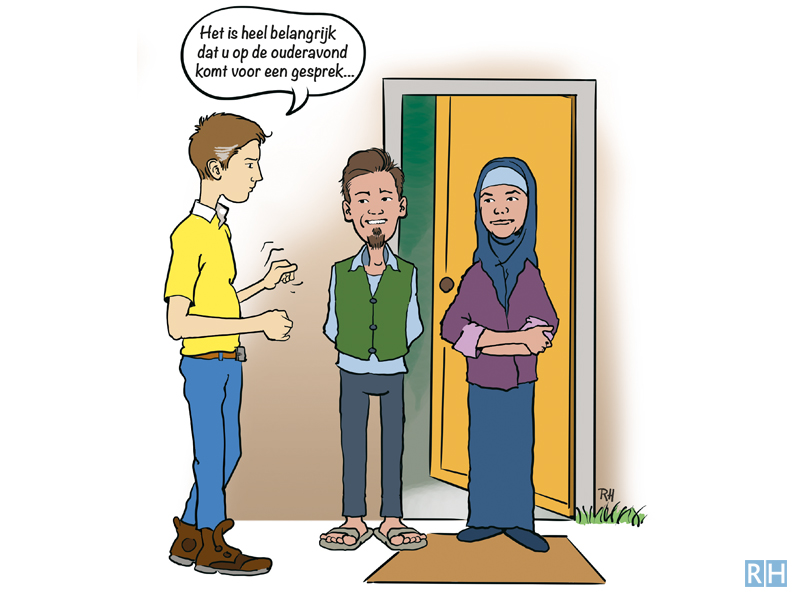 cartoon-illustratie, schoolboek